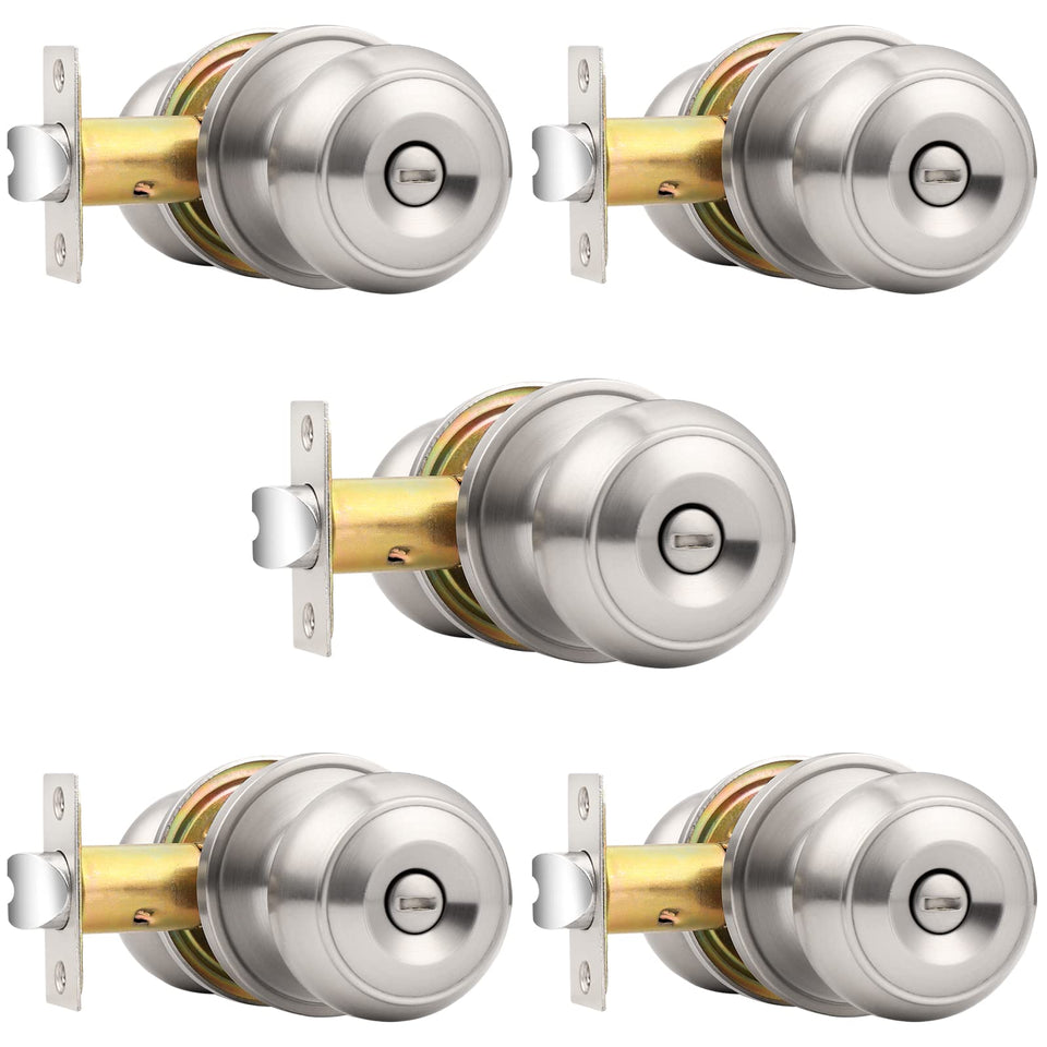 Probrico brushed nickel privacy knob 5-pack for interior doors