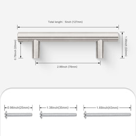 Probrico brushed nickel cabinet pull, 127mm length for balanced look
