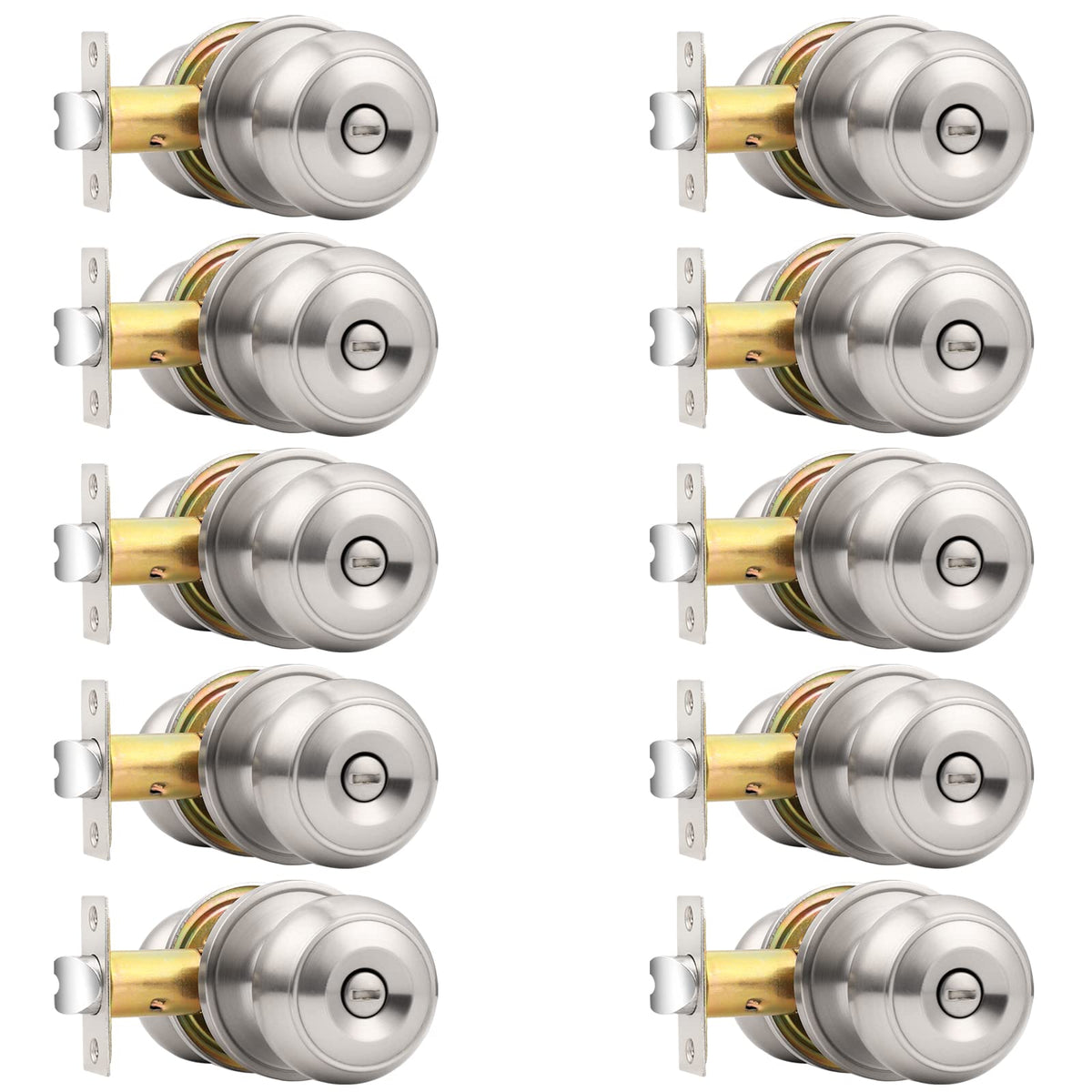 Probrico brushed nickel door knob with privacy function for interior doors.