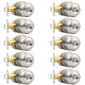 Probrico brushed nickel door knob with privacy function for interior doors.