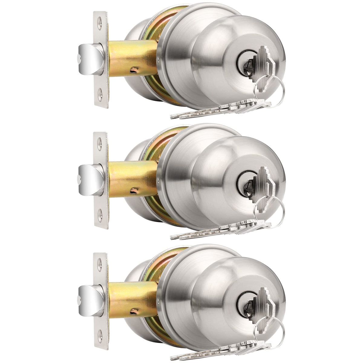 Probrico Brushed Nickel One Keyway Ball Knob exterior lock for secure entry.