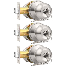 Probrico Brushed Nickel One Keyway Ball Knob exterior lock for secure entry.