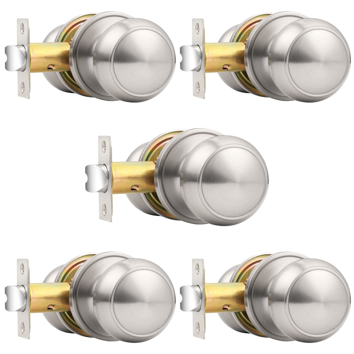 Probrico brushed nickel passage knob close-up on interior door