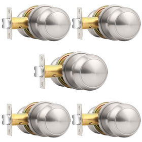 Probrico brushed nickel passage knob close-up on interior door