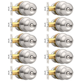 Probrico brushed nickel spherical-handle door knob for bedrooms and baths, durable finish.