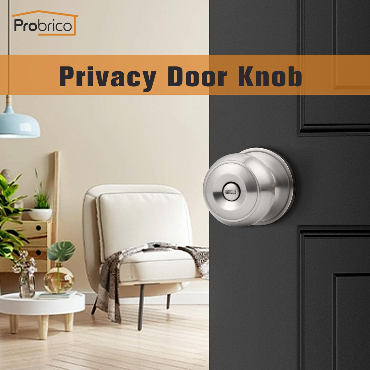 Probrico privacy knob with thumb turn lock for bathroom or bedroom