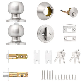 Probrico door lever paired with deadbolt for a modern front entry