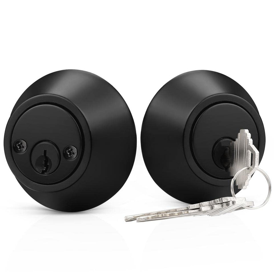 Probrico double cylinder deadbolt for front door with flat black finish and dual-key security.