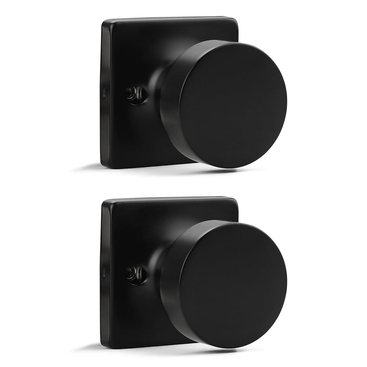 Probrico dummy door knob with matte black flat ball knob for easy closet access.
