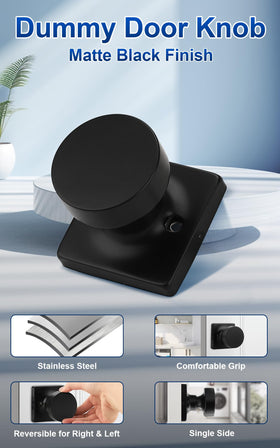 Probrico dummy knob with square mounting plate for strong interior door mounting.