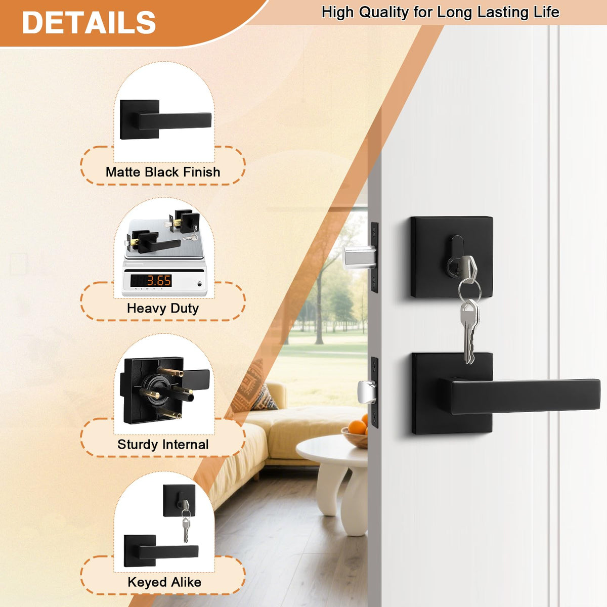 Probrico exterior handle set for reliable outdoor use and weather resistance.