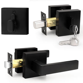 Probrico flat black passage lever for a sleek front door, durable and easy to operate.
