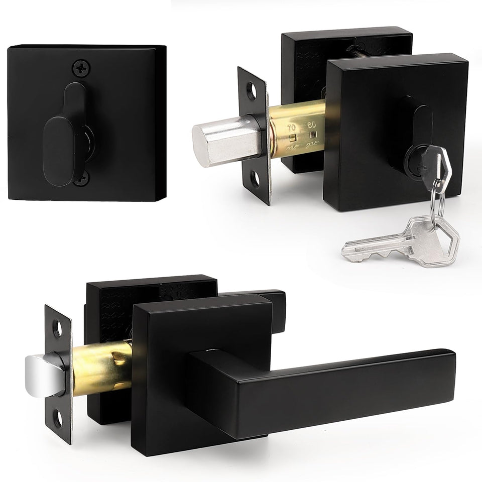 Probrico flat black passage lever for a sleek front door, durable and easy to operate.