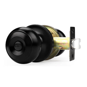 Probrico flat black privacy knob front view; ideal for bathroom or bedroom privacy.