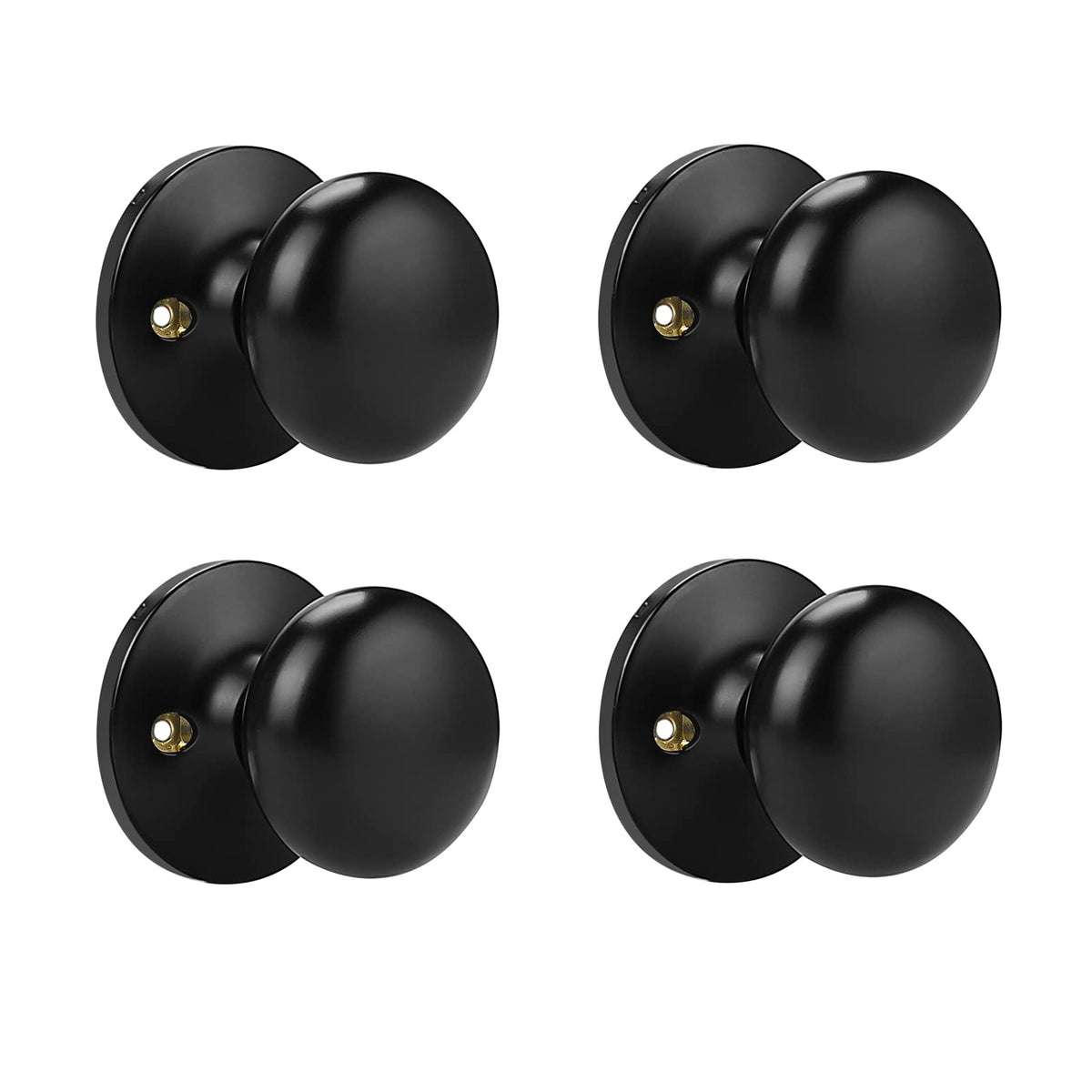 Probrico half dummy door knob, matte black, front view for interior doors.