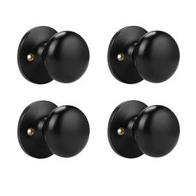 Probrico half dummy door knob, matte black, front view for interior doors.
