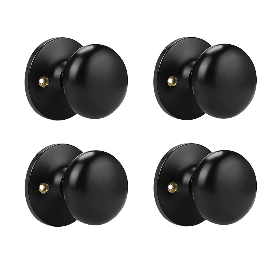 Probrico half dummy door knob, matte black, front view for interior doors.