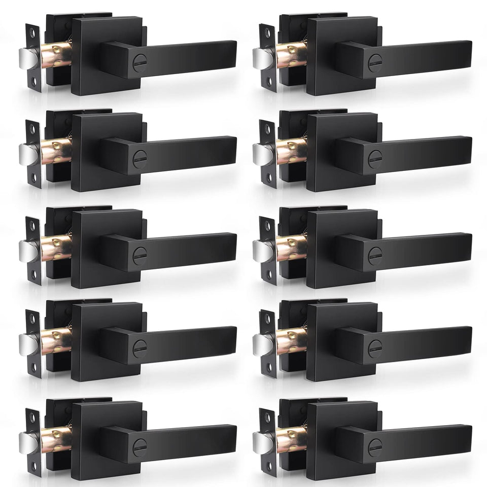 Probrico heavy-duty flat black square privacy lever for modern interiors; durable finish.