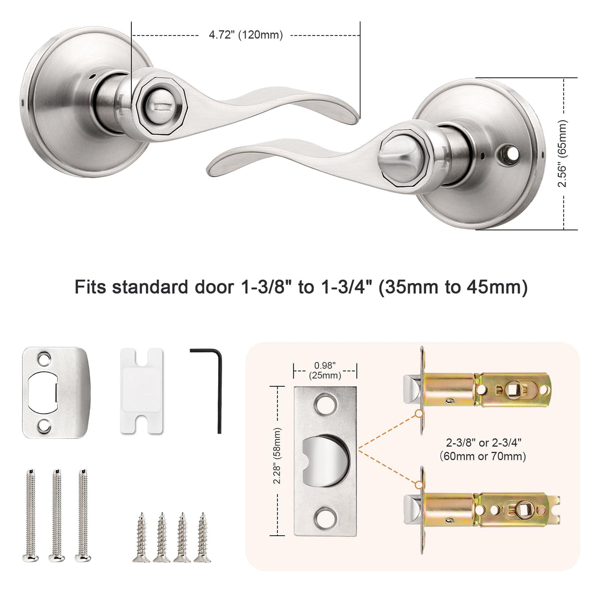 Simple screwdriver installation with Probrico privacy door levers.