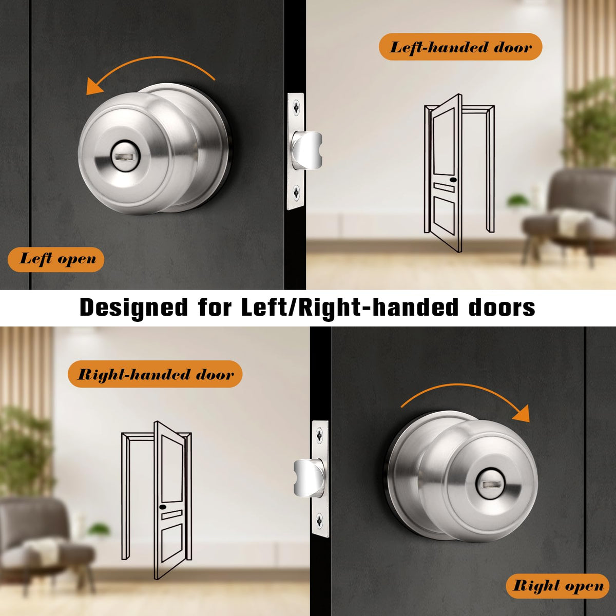 Probrico interior door knob for standard doors, easy replacement.