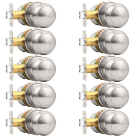 Probrico flat-ball interior door knob in brushed nickel for hallways and closets.