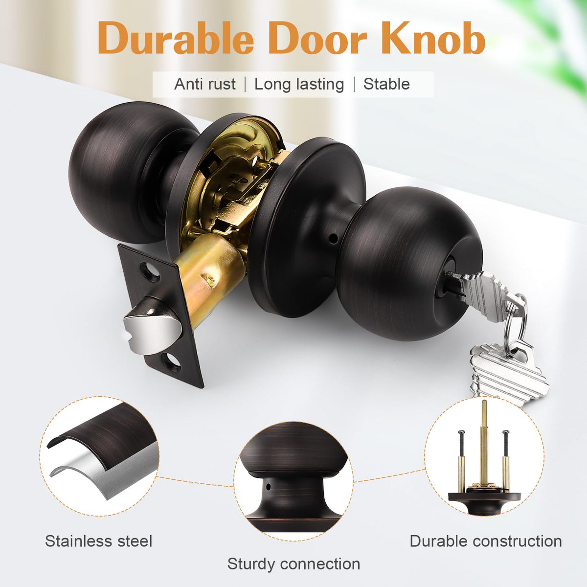 Probrico interior exterior use knob suitable for versatile doors.