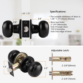 Probrico interior passage knob installed on a door for closet or hallway