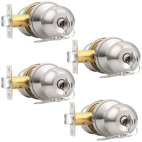 Probrico keyed-alike entry knobs four-pack in brushed nickel for secure exterior doors.