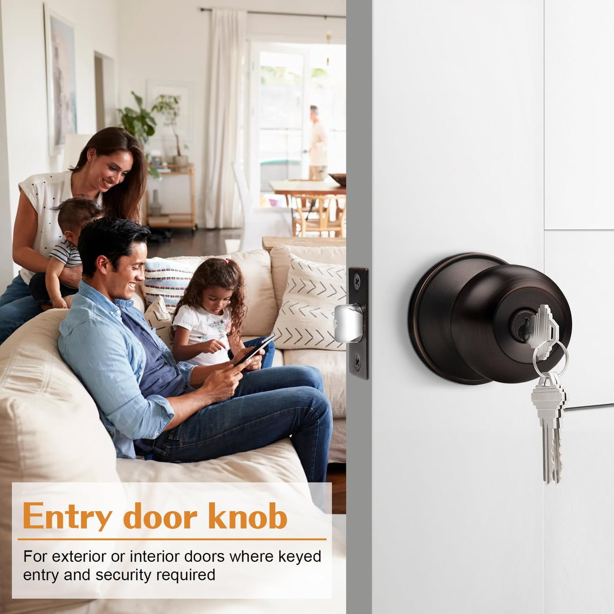 Probrico keyed entry door knob closeup showing durable stainless steel.