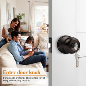 Probrico keyed entry door knob closeup showing durable stainless steel.
