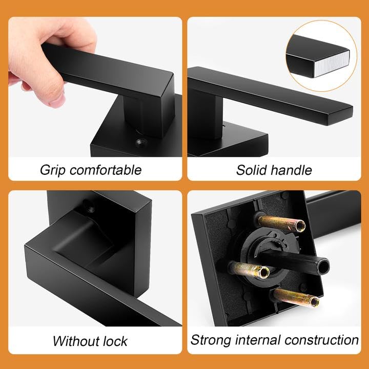 Probrico matte-black door hardware kit includes mounting screws and strike plates.