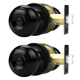 Probrico matte black door knobs with lock for privacy, two-pack kit for interior doors