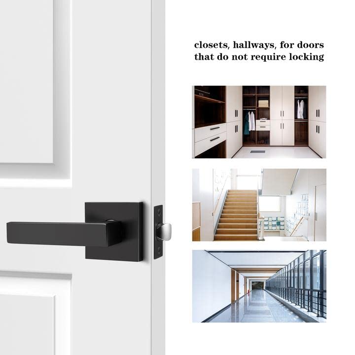 Probrico modern matte black door lever complements contemporary decor.