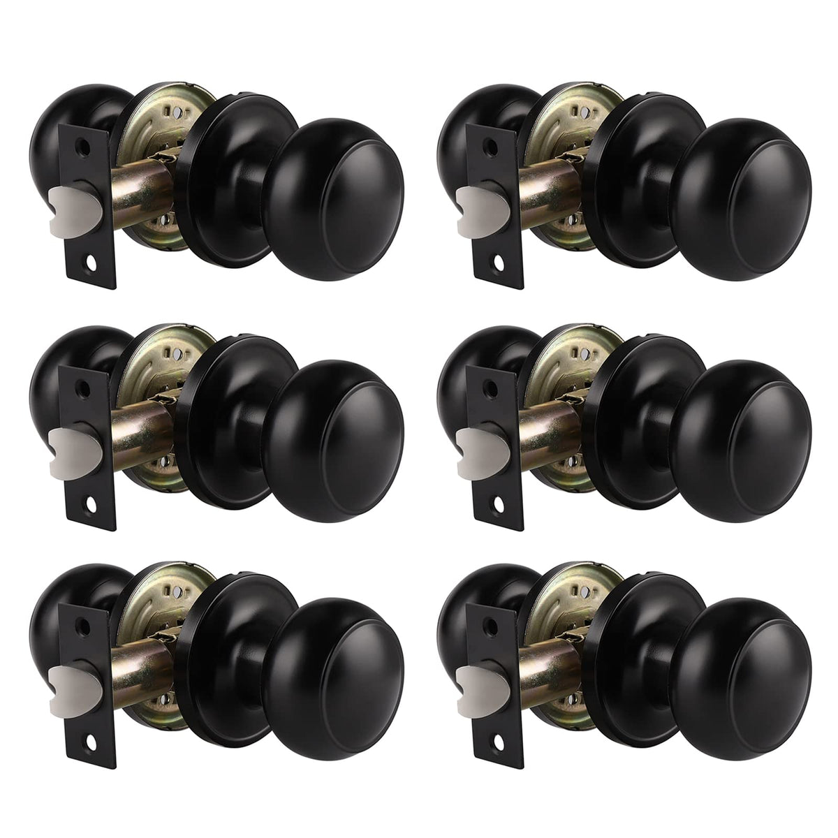 Probrico matte black interior passage knob shown from the front for a modern hallway look.
