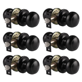 Probrico matte black interior passage knob shown from the front for a modern hallway look.