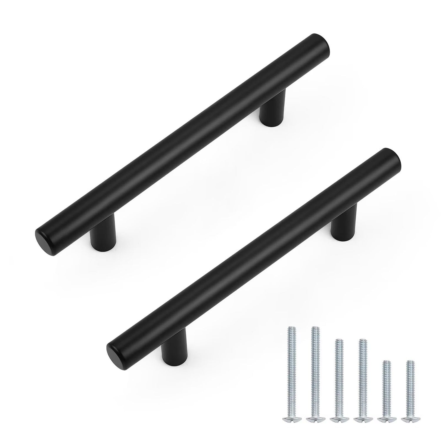 Probrico matte black kitchen cabinet handle close-up with 3-3/4 inch hole centers for easy grip.