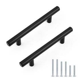 Probrico matte black kitchen cabinet handle close-up with 3-3/4 inch hole centers for easy grip.
