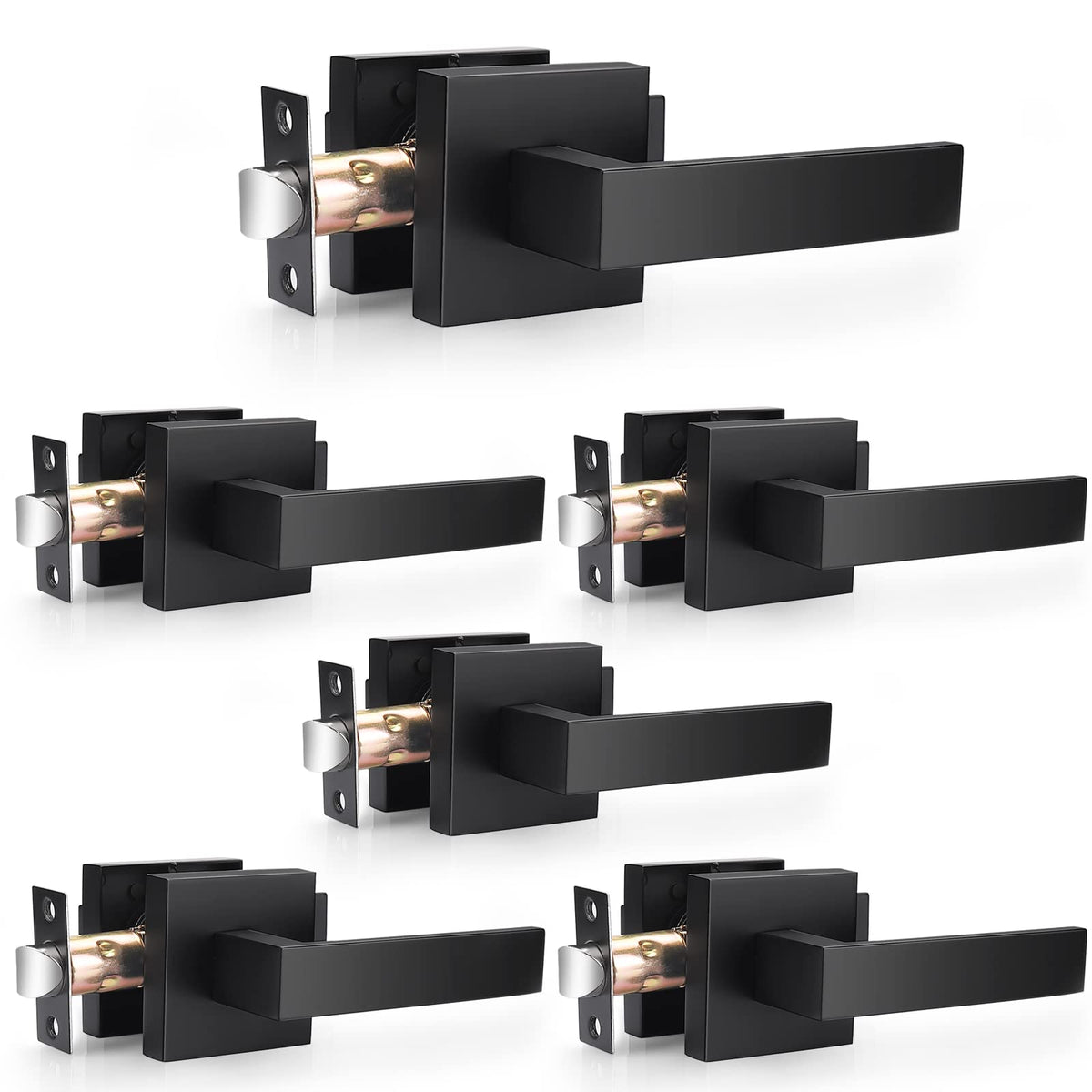 Probrico matte black passage lever with square hall design, ideal for high-traffic interiors.