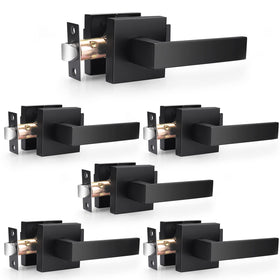 Probrico matte black passage lever with square hall design, ideal for high-traffic interiors.
