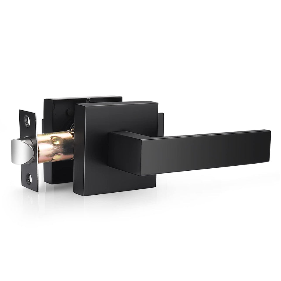 Probrico matte black passage lever with square handle for modern hallways.