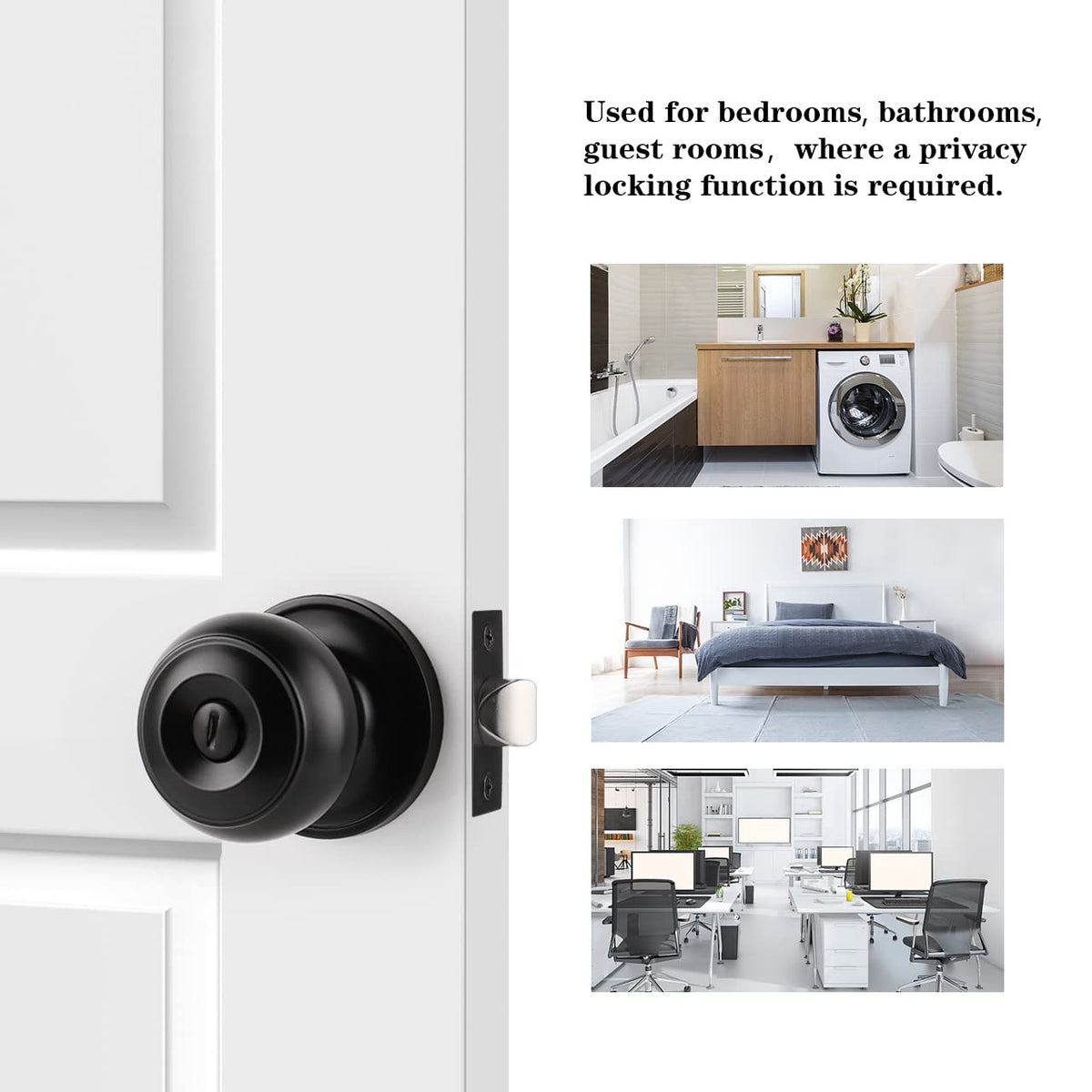 Probrico privacy door knob with turn-button lock for private spaces.