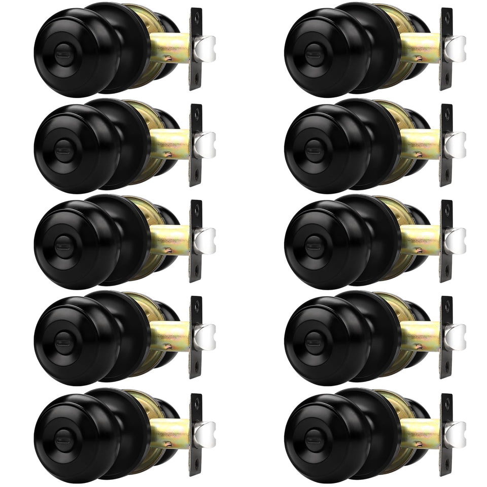 Probrico matte black privacy door knobs 10-pack for bedrooms and baths.