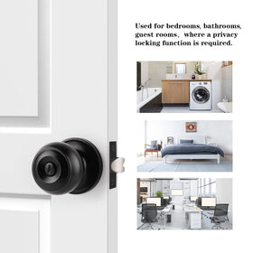 Probrico matte black privacy knob highlighting anti-fingerprint finish.