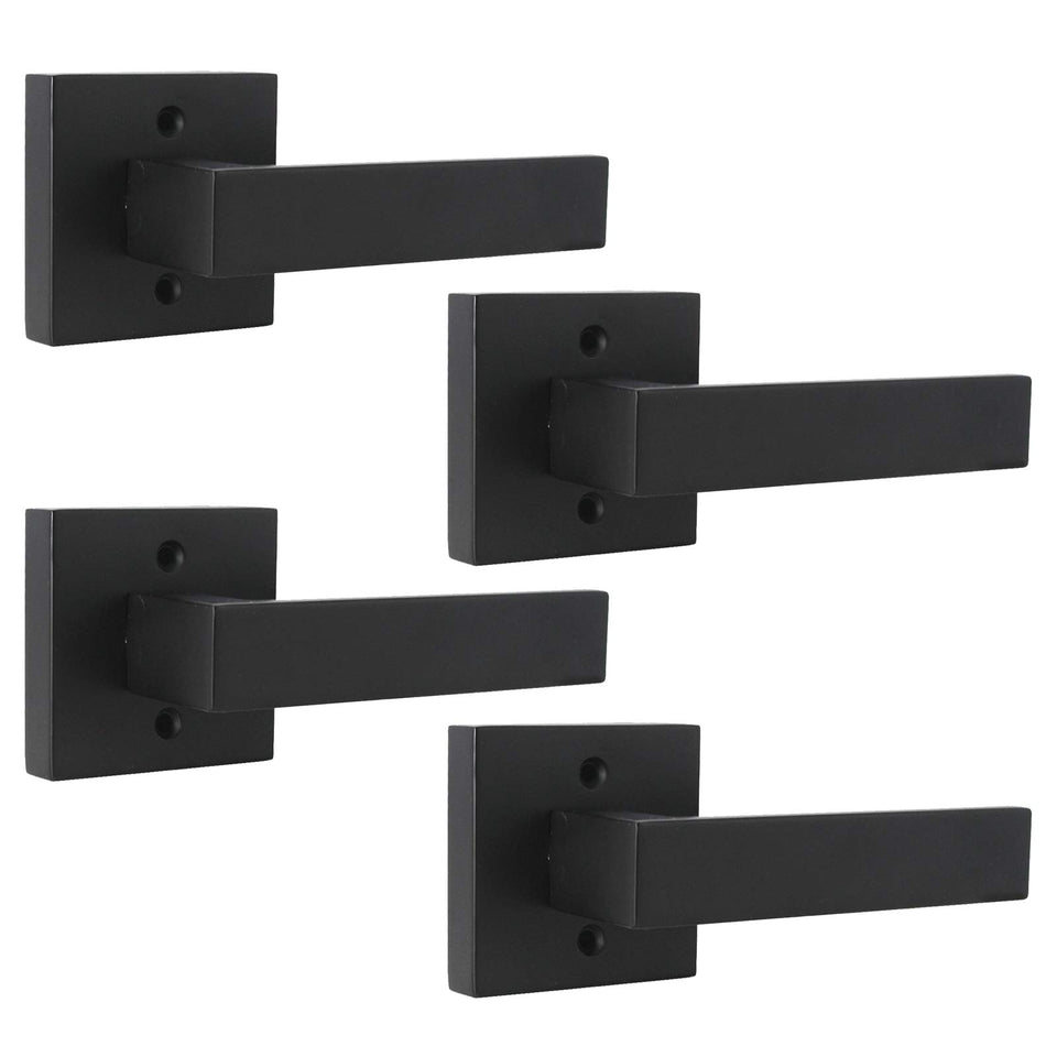 Probrico matte black square dummy handle with exposed screws for interior doors