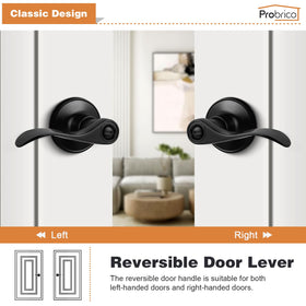 Probrico matte black wave lever with adjustable backset for versatile fit