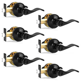 Probrico matte black wave privacy lever inside view with smooth thumb-turn