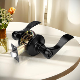 Probrico matte black wave privacy lever outside view with emergency release