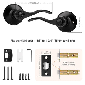 Probrico matte black wave six-pack levers installed on doors for home use