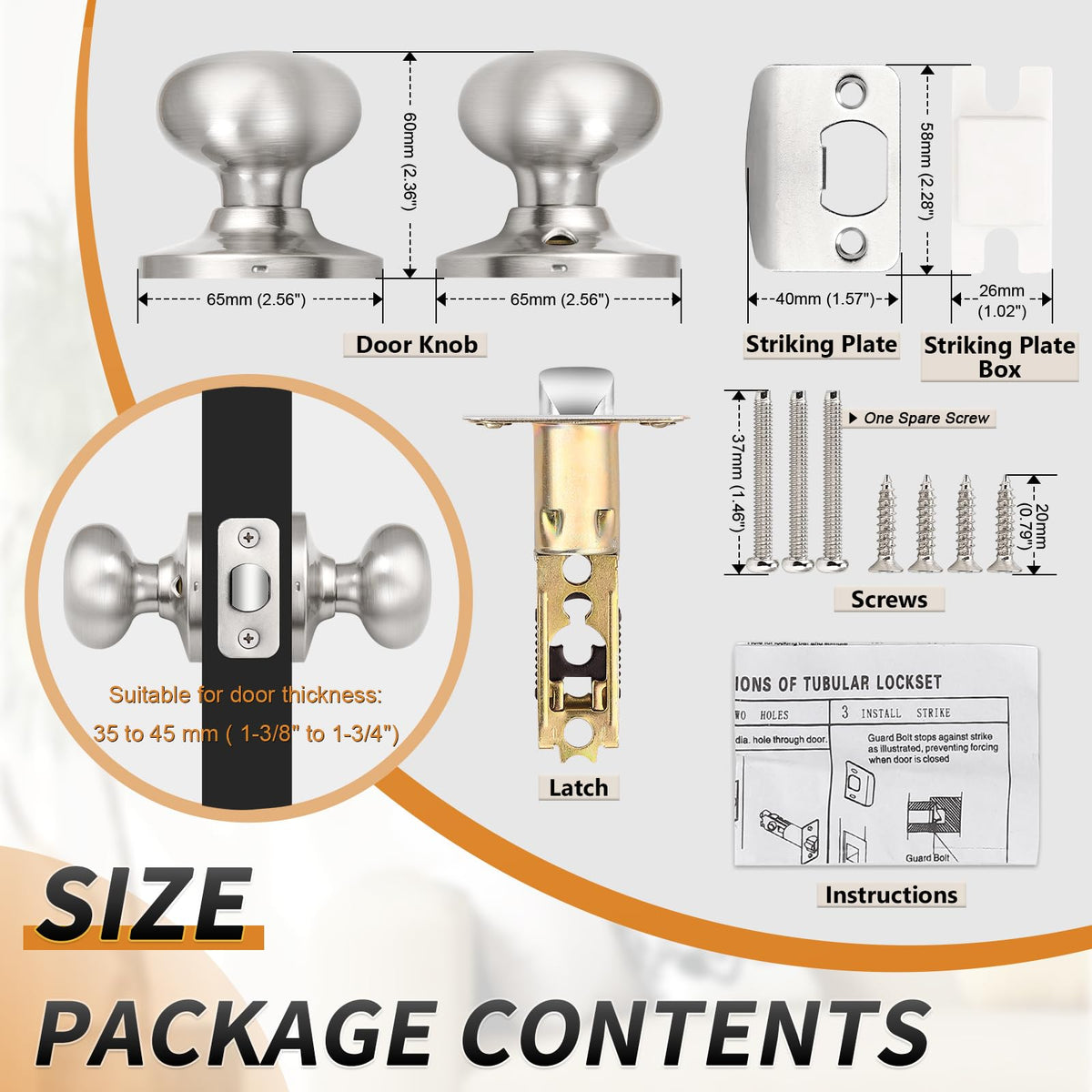 Probrico non locking hall closet knob ideal for interior space efficiency.