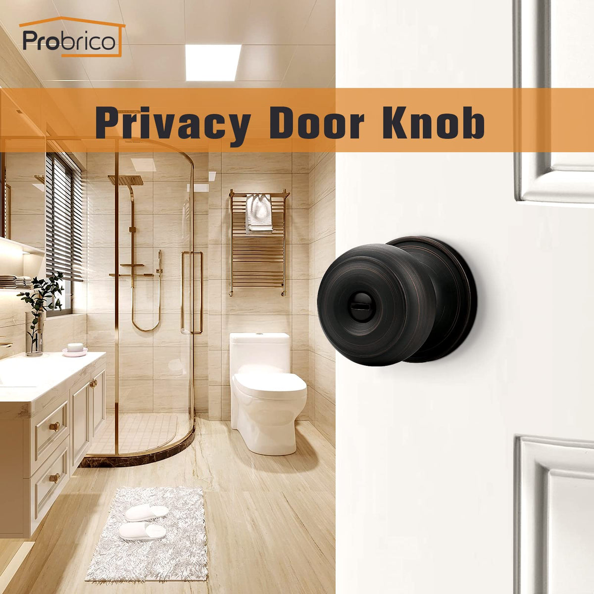 Close-up of Probrico oil rubbed bronze finish on interior hardware